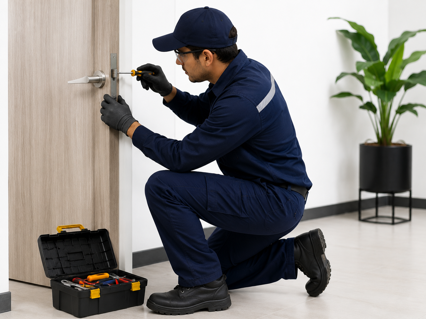 Técnico profesional realizando mantenimiento